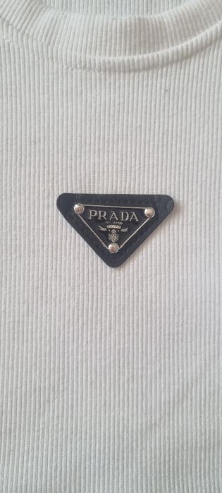 Top damski prążkowany bawełniany oryginalny Prada S