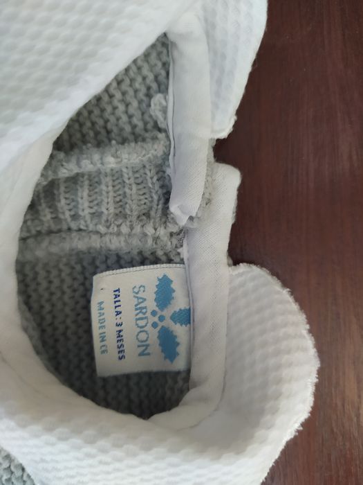 Camisola em tricot 3 meses em cinza e branco