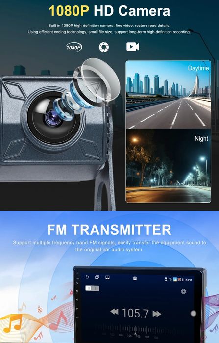 Kit 4 Câmaras e Monitor 10" WiFi Carplay Android Auto GPS 2/32GB