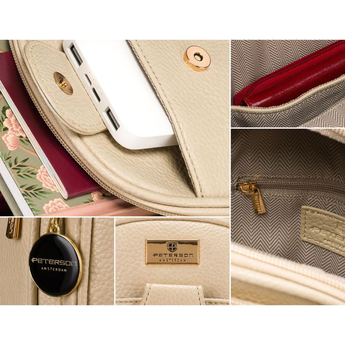 modna i funkcjonalna beżowa saszetka damska crossbody