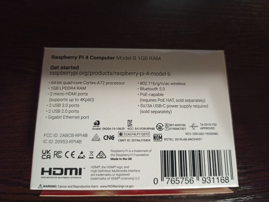 Комп'ютер Raspberry Pi 4 model B 1 gb