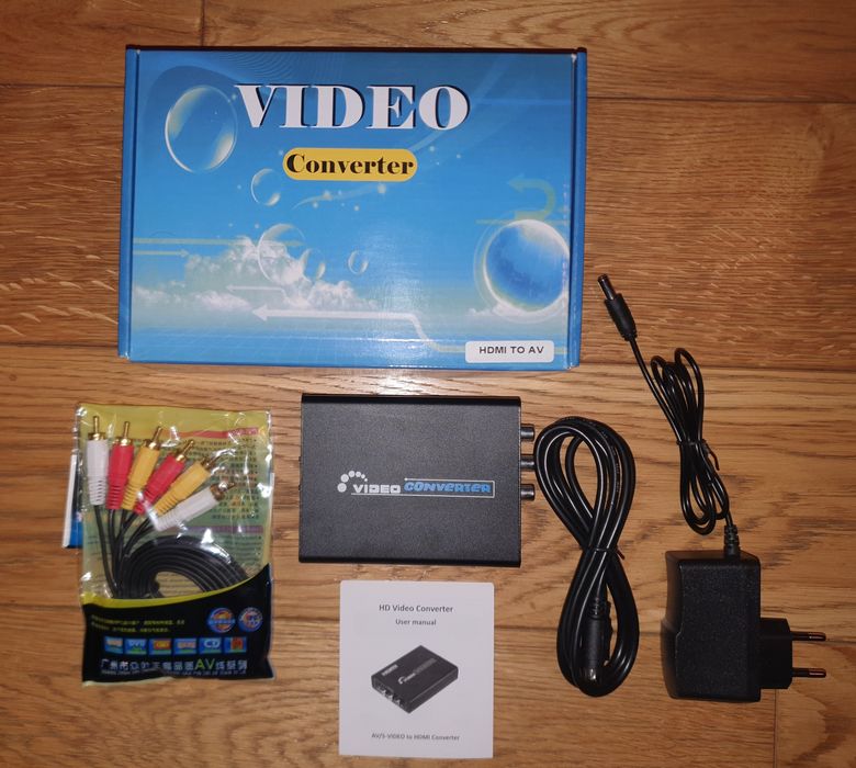 Konwerter HDMI 2A3-01-17 na S-Video i CVBS czarny. Video hdmi to av