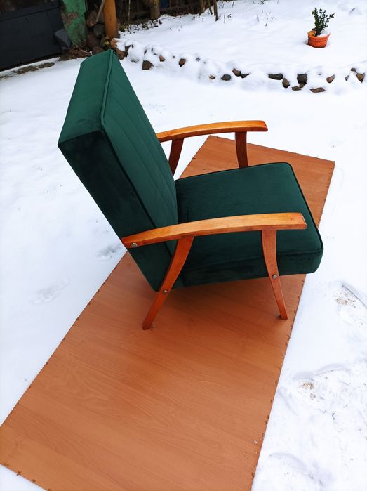 Fotel z Prl zieleń butelkowa