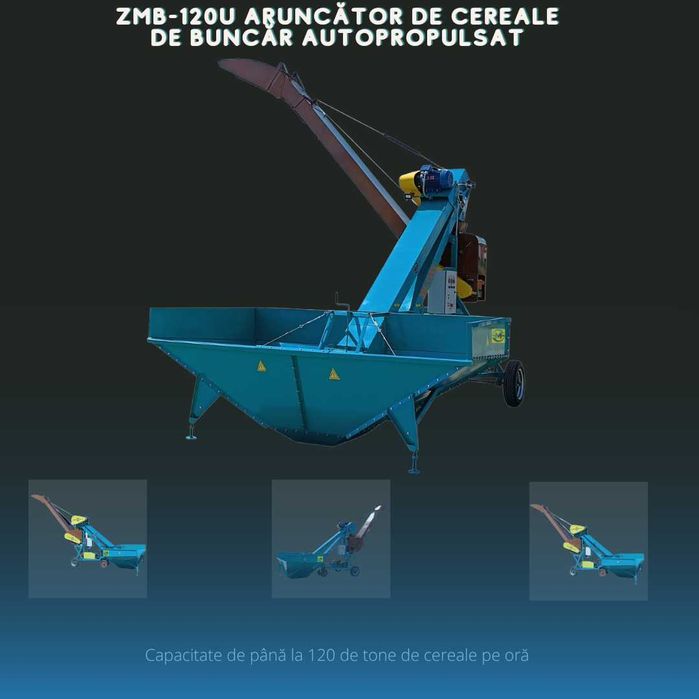 Зернометач самопересувний ЗМБ-120У «Булава», завантаження зерновозів