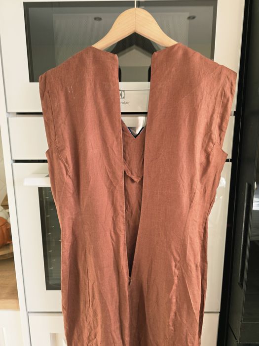 Sukienka lniana vintage premium włoska r.38 etno elegancka