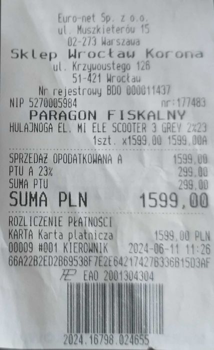 Hulajnoga elektryczna Xiaomi Mi Electric Scooter 3 GREY JAK NOWA