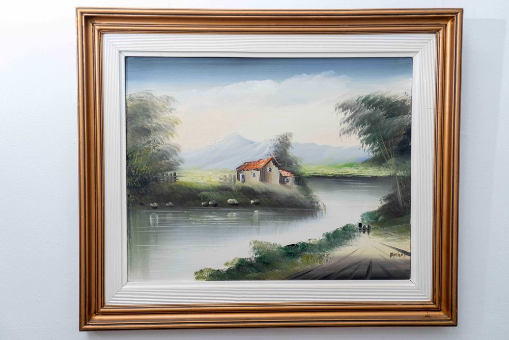 Quadro com tela pintada a óleo
