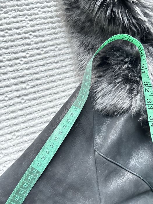 Jenot czarny kożuch skóra naturalna owcza wełna futerko s
