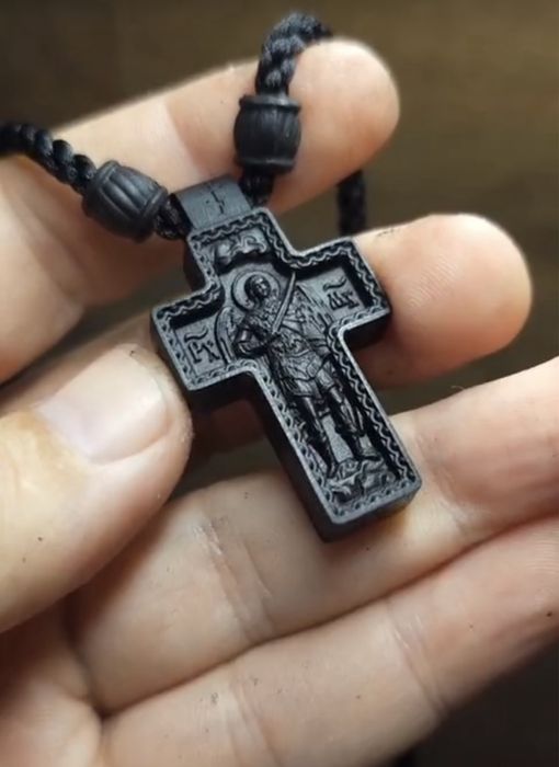 Православный крест из эбенового деререва, оберег Архангел Михаил