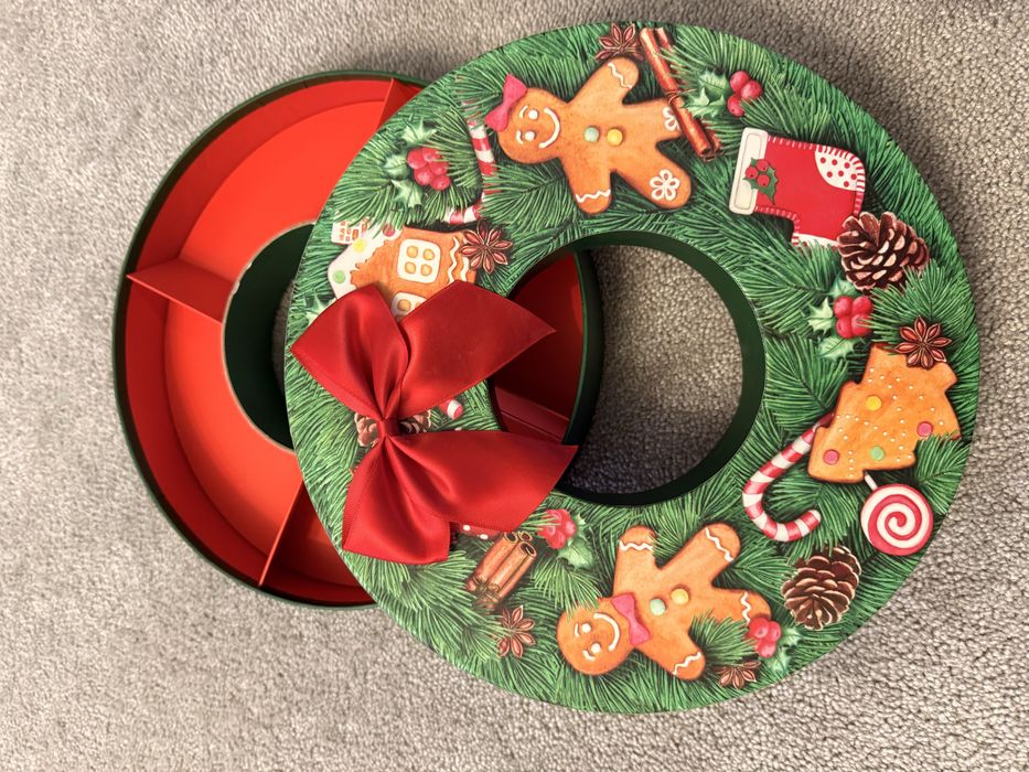 Святковий бокс в формі кола, коробка різдвяний вінок