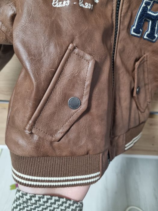 Дитяча демісезонна шкіряна куртка-бомбер для хлопчика C&A