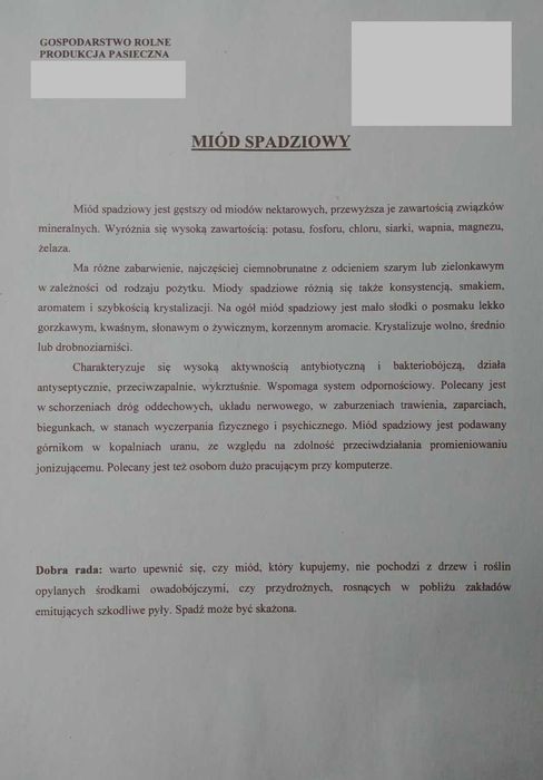 Miód z Pasieki Ekologicznej- wielokwiatowy, gatunkowy.