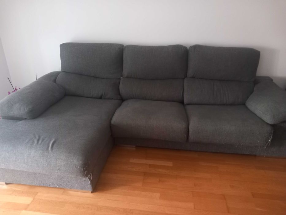 Sofa canto cinzento usado