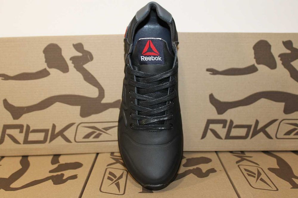 Reebok -  черные кожаные  кроссовки - туфли - кросівки (код:12-16чер.)