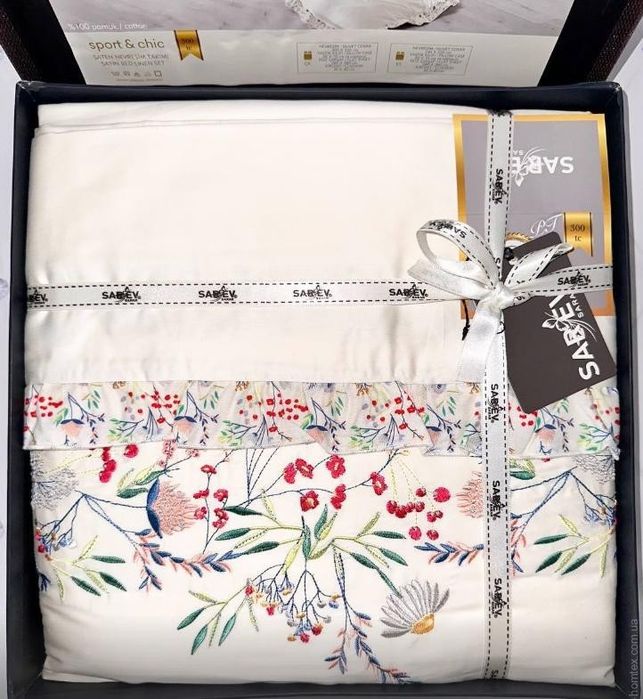 Постельное белье Sarev Nitra премиум сатин 300ТС евро с вышивкой