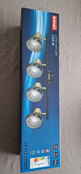 Listwa reflektorowa czarno-złota led 4 lampy, salon,E14, nowa