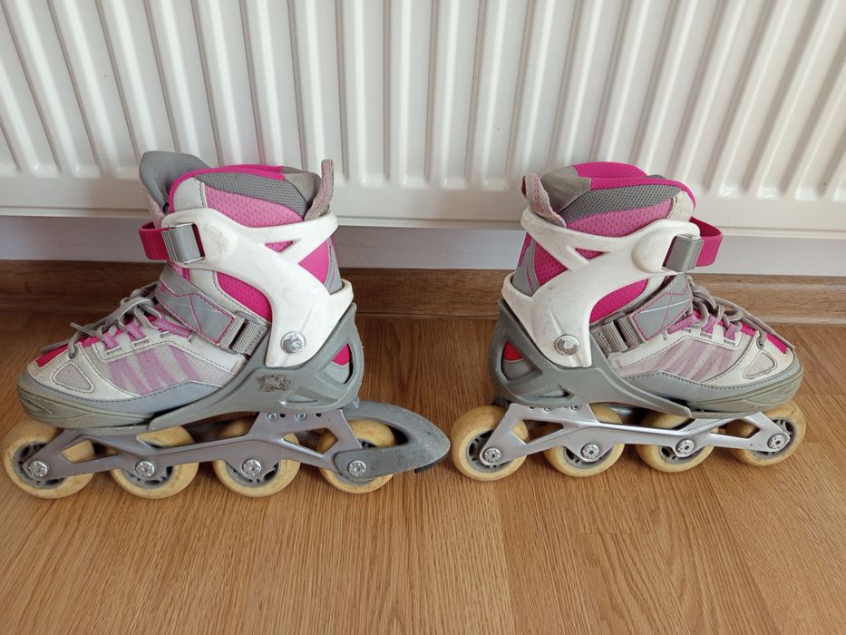 Rolki oxelo biało-różowe, 35