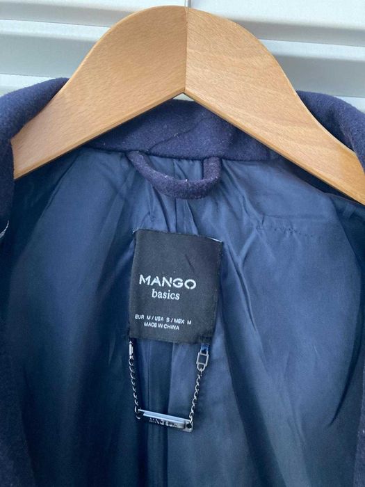 Sobretudo Mango azul marinho com bolsos laterais