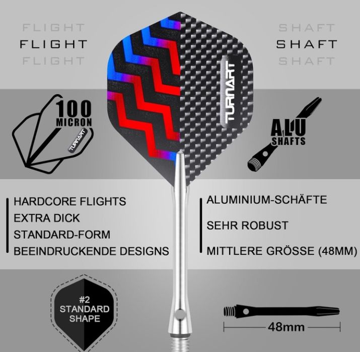 Profesjonalne lotki wolframowe do darta 22 gramy 90% wolframu