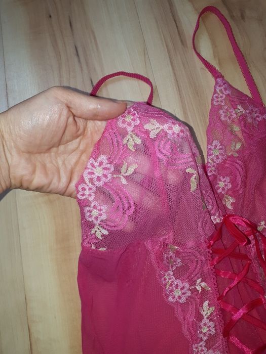 Koszula nocna seksi seksowna S koronka siateczka