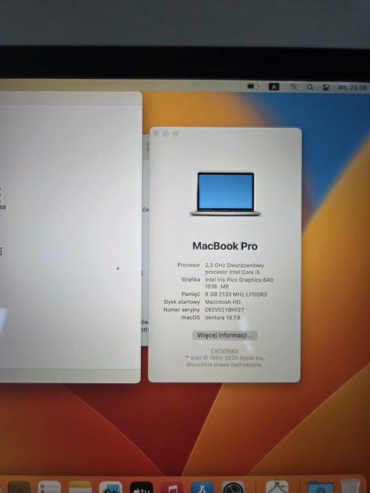 MacBook Pro A1708 i5 2.3GHz 8GB 256SSD zasilacz