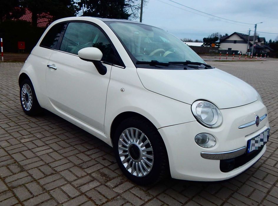 Fiat 500 1.2 Lounge 2014 bogata wersja biały środek bezwypadkowy