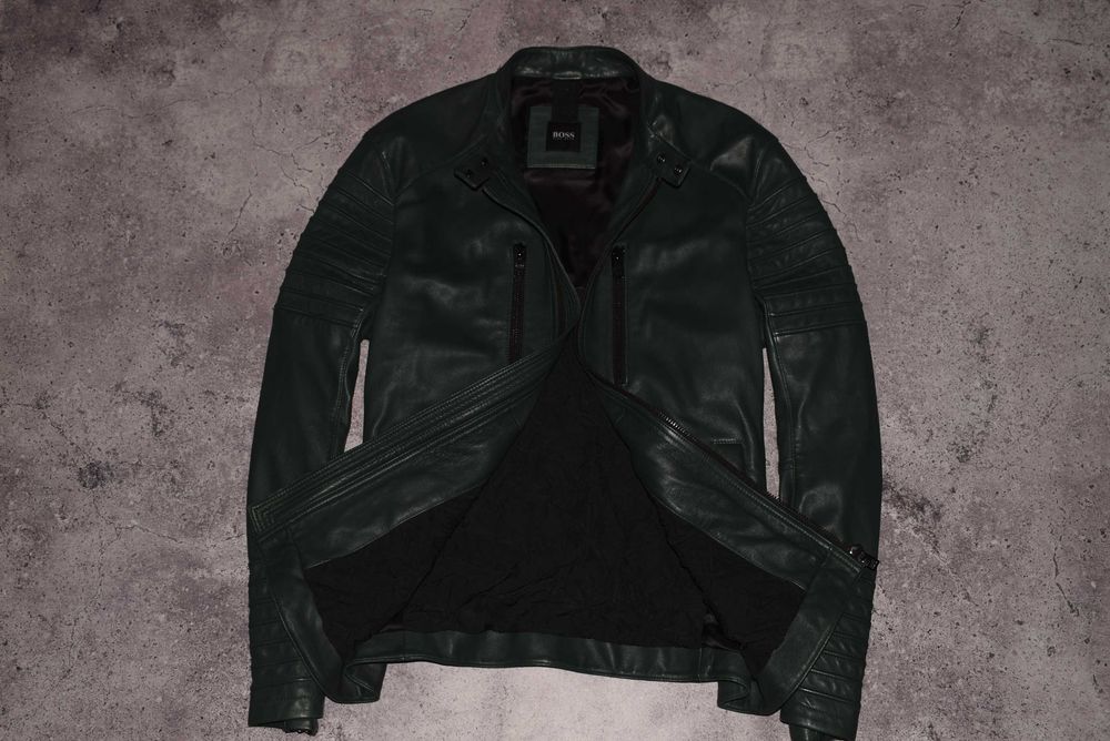 Hugo Boss Leather Bomber (Чоловіча Преміальна Шкіряна Куртка Бомбер )