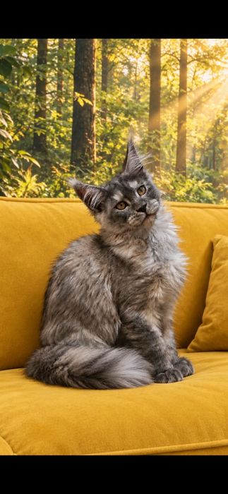 Czarna ,dymna koteczka Mainecoon