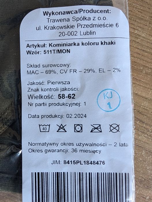 Kominiarka 511t/MON nowa