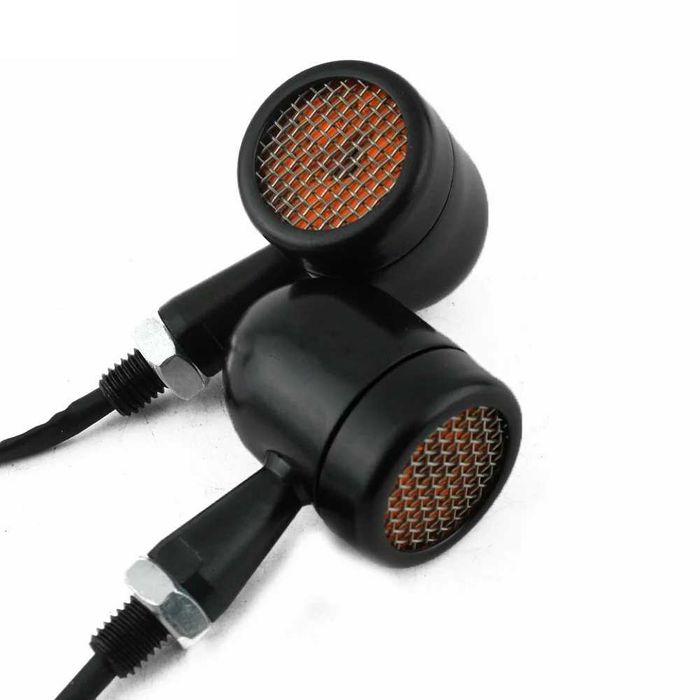 Par de mini piscas LED bala 12V para moto — âmbar universal