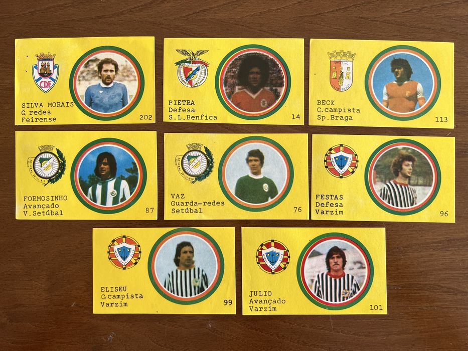 Cromos antigos de jogadores de futebol