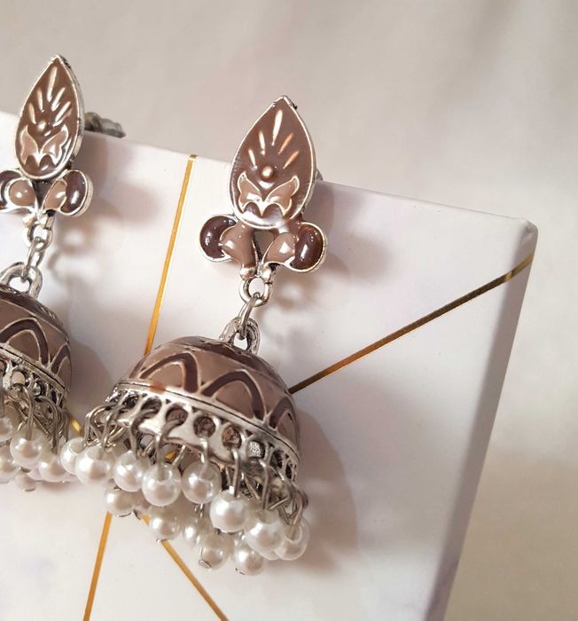 Kolczyki dzwonki jhumki orient brąz brązowe boho hippie etno folk