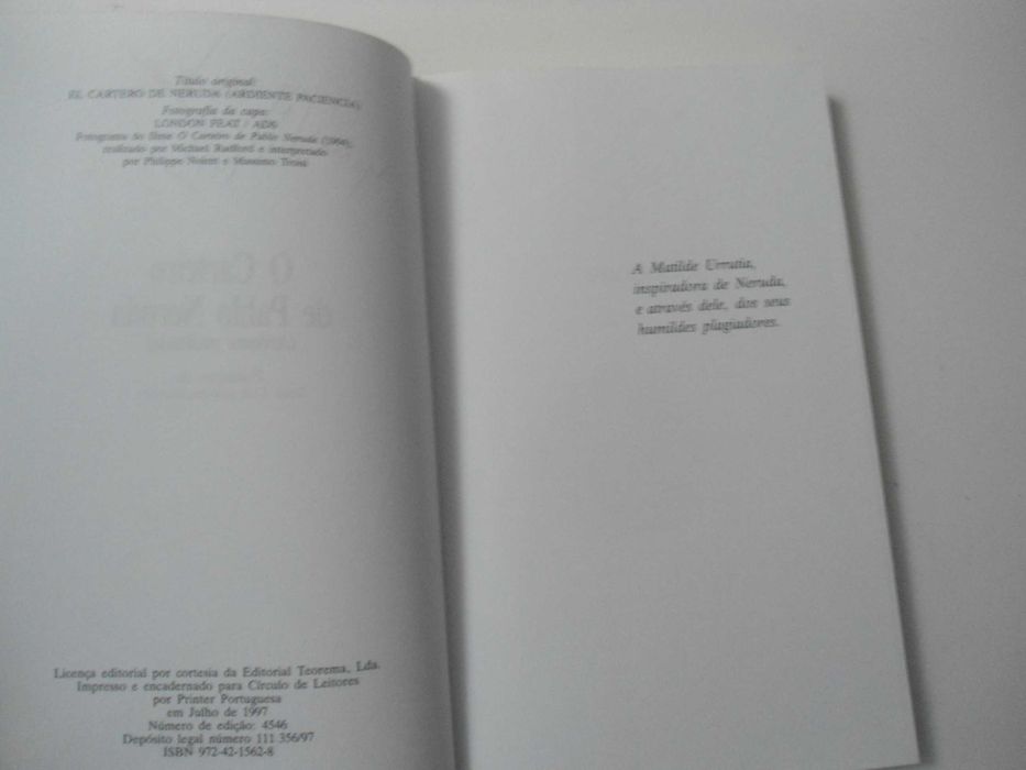 O Carteiro de Pablo Neruda por Antonio Skarmeta