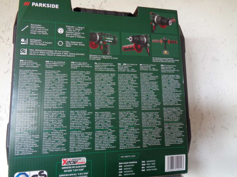 PARKSIDE PBSA 20LiC3 wiertarka akumulatorowa z udarem.