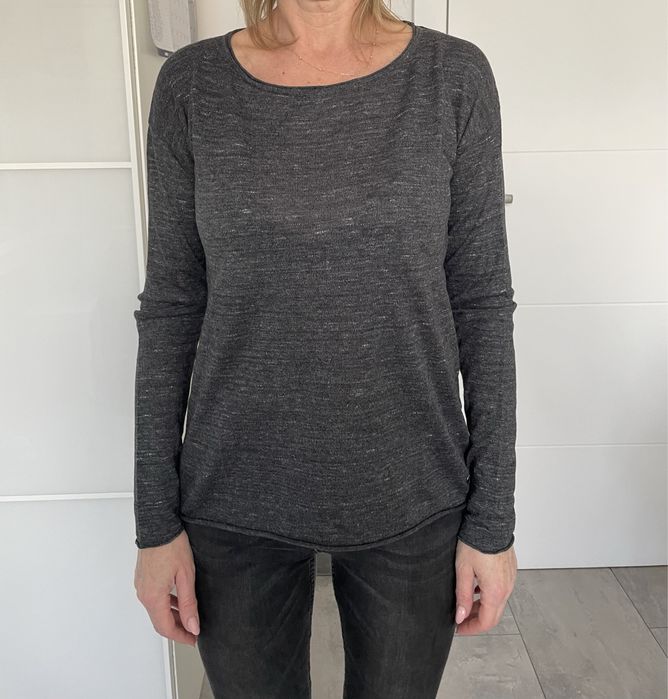 Szara bluzka H&M S basic long sleeve casual comfy minimalistyczna