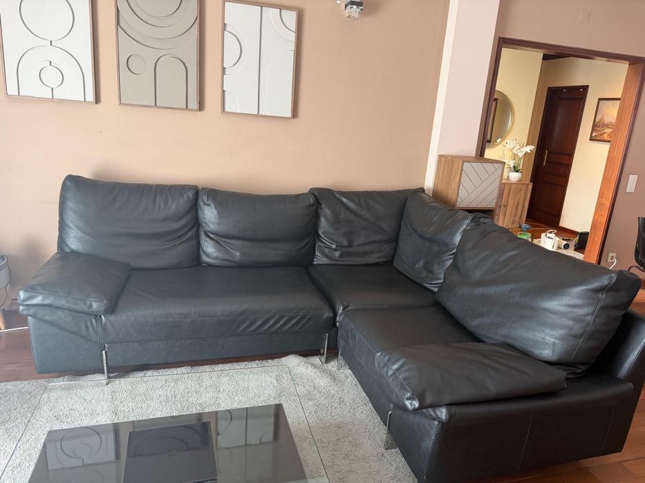 Sofa de canto em pele genuina 2,5 x2,0