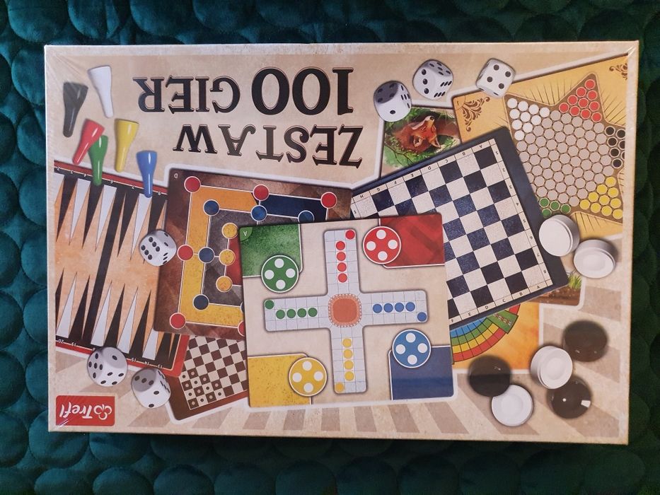 Nowy Zestaw 100 gier trefl warcaby chińczyk tryktrak