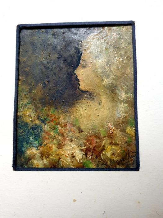 José Mergulhão  - pintura miniatura - retrato de uma linda Senhora