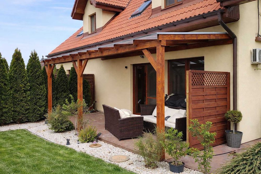 Zadaszenie tarasu model "Nowodworce" 2,95m x 4,20m, poliwęglan pergola