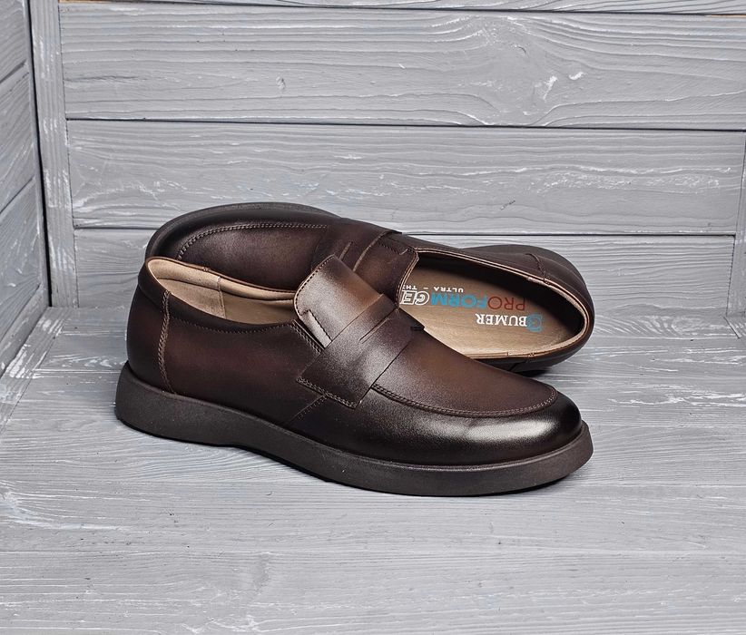 Кожаные мужские черные коричневые туфли лоферы ТМ Bumer / Бумер!