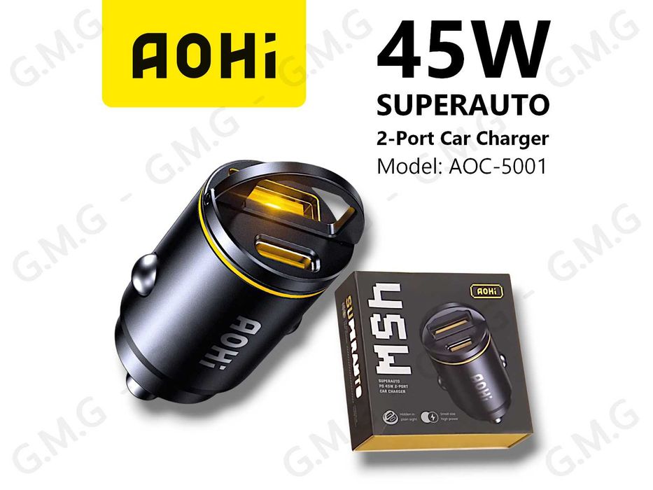 Автомобільний зарядний пристрій AOHI SUPERAUTO 45W 2-Port Car Charger