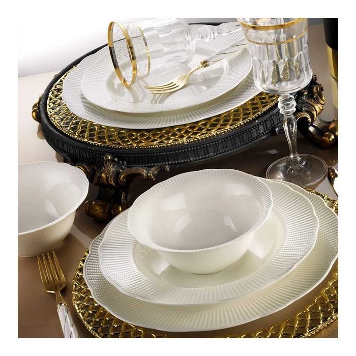 Nowy komplet naczyń porcelanowych 24-częściowy Kutahya Golden Era