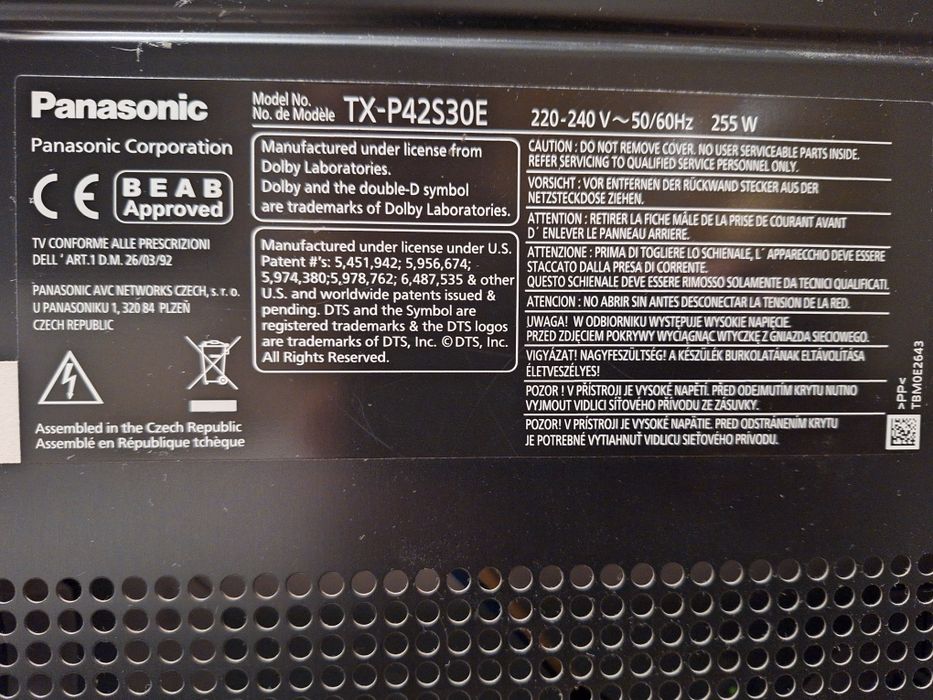 Panasonic TX P42S30E 42
Sprzedam telewizo