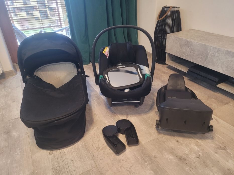 Zestaw wózek fotelik gondola adaptery lusterko