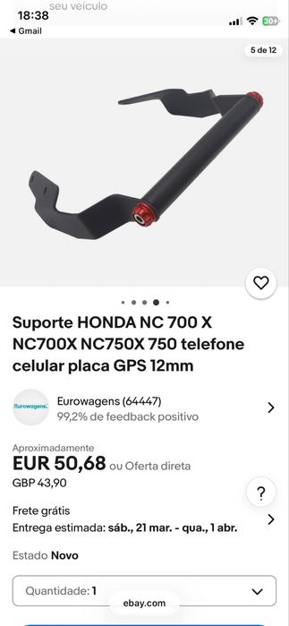 Honda NC700x - Barra suporte acessorios 12mm -  (GPS, Telemovel, etc)
