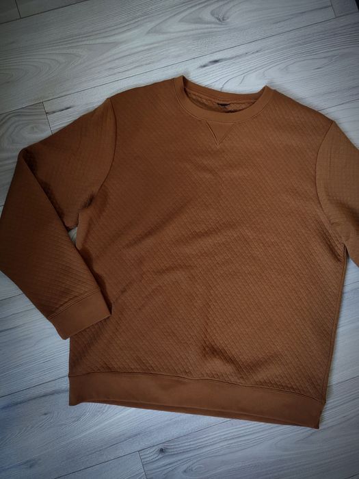 Sweter męski H&M, brązowy, fakturowany splot, rozm. M/L