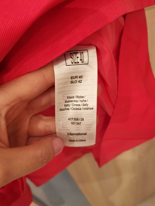 Różowa sukienka Orsay z paskiem pasek biały r. 40