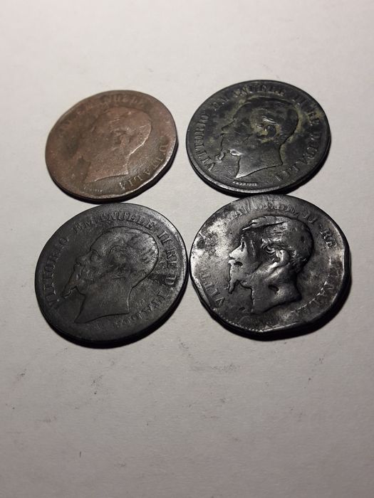 Włochy zestaw 4 monet 5 centesimi z XIX wieku