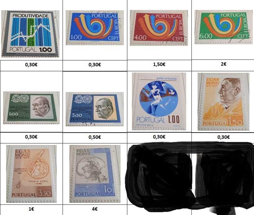 Vários Selos de Portugal 1966 a 1975