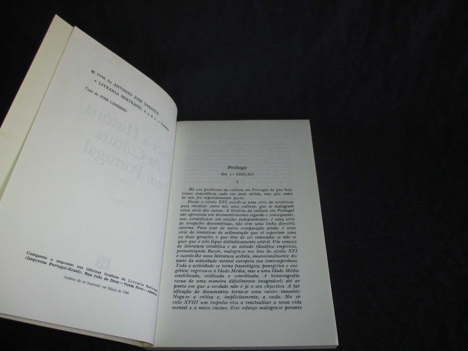Livros Para a História da Cultura em Portugal António José Saraiva 2 V